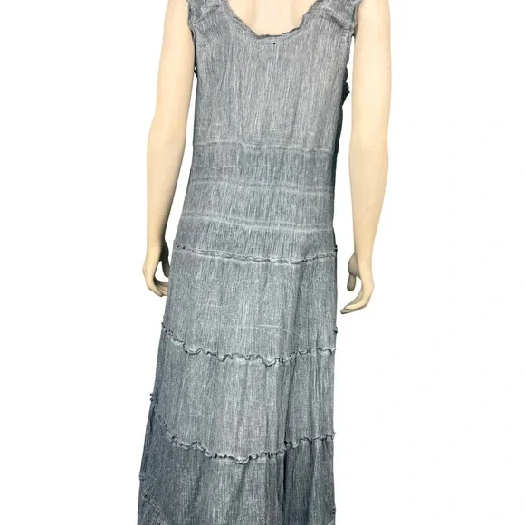 The Pyramid Collection XL Maxi Dress Blue Grey Ruffle Tiered Sleeveless‎ Lined - Picture 4 of 14